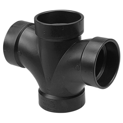 2 inch X 2 inch X 1-1/2 inch X 1-1/2 inch ABS DWV Plastic Fittings Double Sanitary Tee Hub