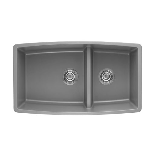 Blanco 441309 Performa Silgranit II 1-3/4 Double Bowl Undermount - Metallic Gray