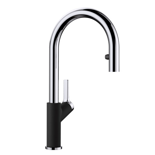 Blanco 526398 Urbena Silgranit Kitchen Pull-Down Faucet - Chrome/Coal Black