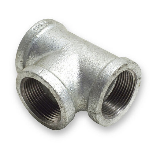 1-1/4 inch Malleable Iron Straight Tee - Galvanized