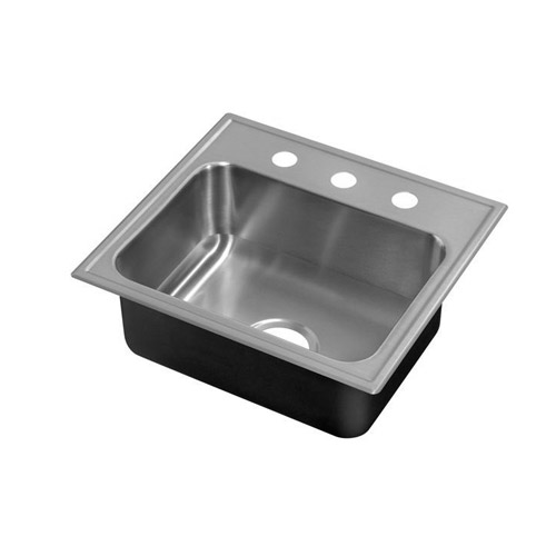 Just Manufacturing SL-1921-B-GR-3H Single Bowl 20 Gauge Drop In Sink - Stainless Steel