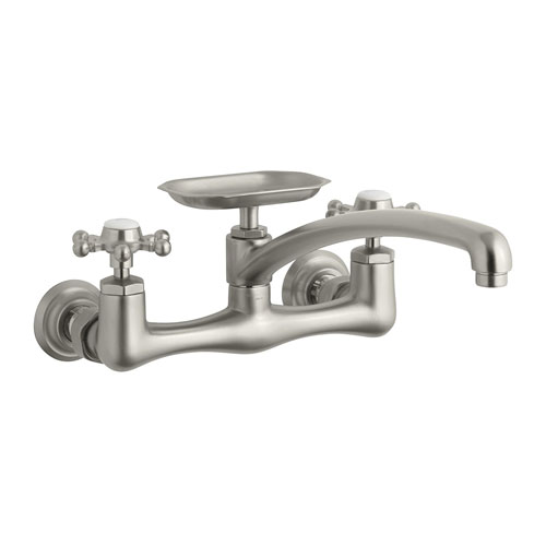 Kohler K-159-3-BN Antique Wall-Mount Kitchen Faucet w/12