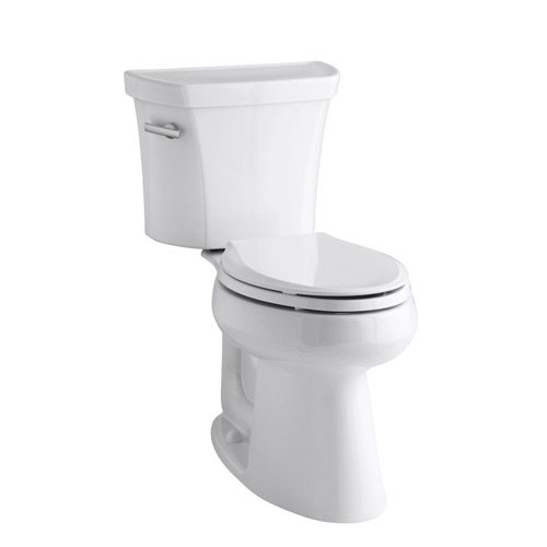 Kohler K-3889-0 Highline Comfort Height Two Piece Elongated 1.28 gpf Toilet with Class Five Flush Technology and Left Hand Trip Lever - White