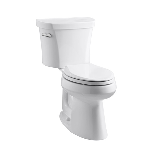 Kohler K-3949-0 Highline Comfort Height Two Piece Elongated 1.28 gpf Toilet with Class Five Flush Technology and Left Hand Trip Lever - White