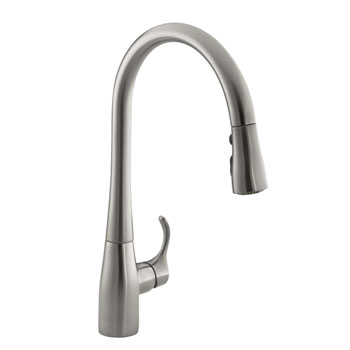 Kohler K-596-VS Simplice Single Hole Pulldown Kitchen Faucet - Vibrant Stainless Steel