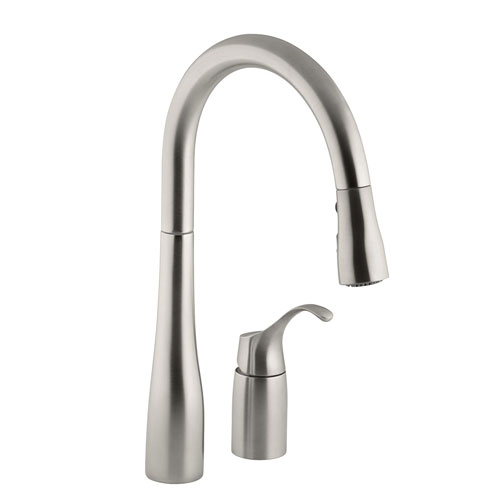 Kohler K-647-VS Simplice Single Handle Pulldown Kitchen Faucet - Vibrant Stainless Steel