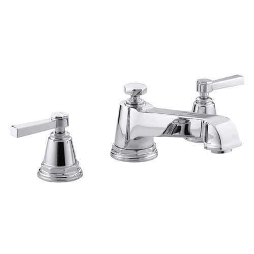 Kohler K-T13140-4A-CP Pinstripe Pure Design Deck-Mount Bath Faucet Trim w/Lever Handles - Chrome