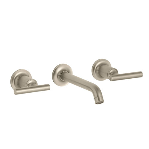 Kohler K-T14413-4-BV Purist Two Handle Wall Mount Lavatory Faucet Trim - Brushed Bronze