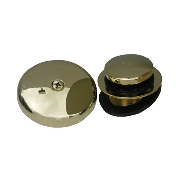 Lasco 34859P Bath Tub Tip Toe Strainer Kit With Single Hole Overflow Plate With Screw - Polished Brass