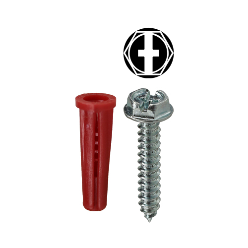 L.H. Dottie RD2HX Red Collar Hexagonal/Slotted Drive Screw Anchor