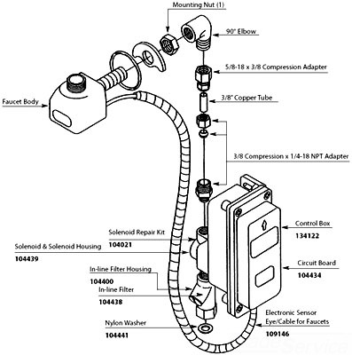 Moen 104400 Commercial Electronic Faucet Inline Filter - Chrome