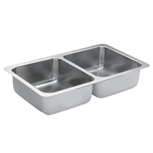 Moen G18211 1800 Series 18 Gauge Double Bowl Undermount Kitchen Sink - Stainless Steel