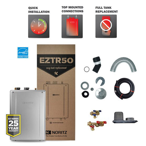 Noritz EZTR50-LP 180,000 BTU Liquid Propane Residential 50 Gallon Tankless Water Heater