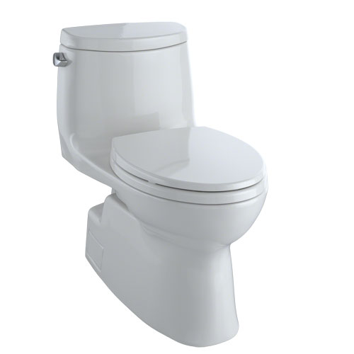 Toto MS614114CEFG#11 Carlyle II One-Piece Elongated 1.28 GPF Universal Height Skirted Toilet with CeFiONtect - Colonial White