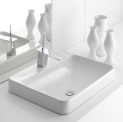 Kohler K-2660-1-0 Vox Rectangle Vessel with Faucet Deck - White