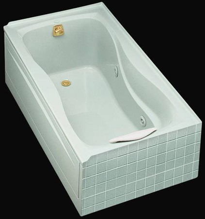 Kohler K-1209-RH-0 Hourglass Whirlpool With Tile Flange In-Line Heater And Right Hand Drain - White