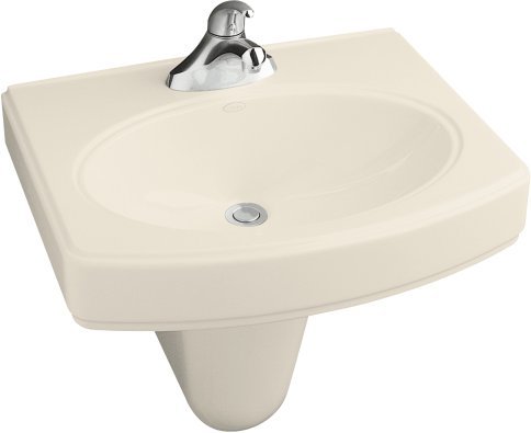 Kohler K-2035-4-47 Pinoir Wall-Mount Lavatory With 4'' Centers - Almond