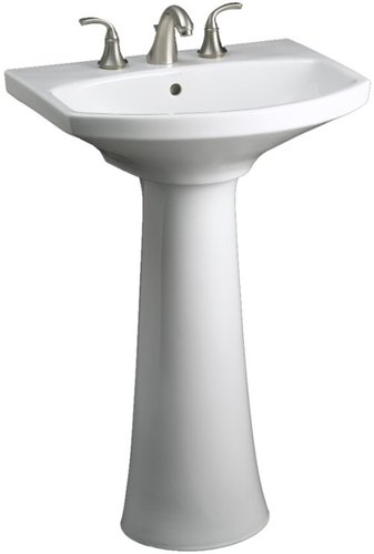 Kohler K-2362-1-0 Cimarron Pedestal Lavatory With Single-Hole Faucet Drilling - White (Faucet Not Included)