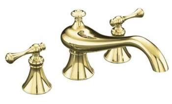 Kohler K-T16119-4A-PB Revival Deck-Mount High-Flow Bath Faucet Trim With Traditional Lever Handles - Polished Brass